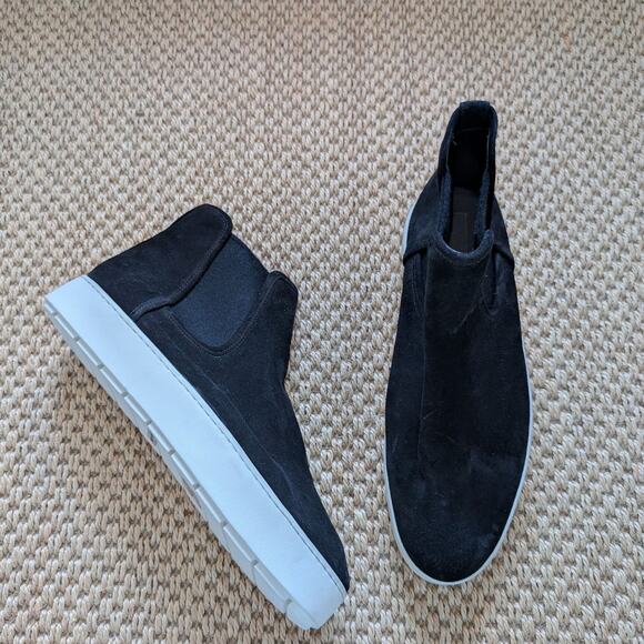 VINCE Warren Platform Boots Black Suede Leather Shearling Fur W Size 11M NWD - Picture 1 of 10